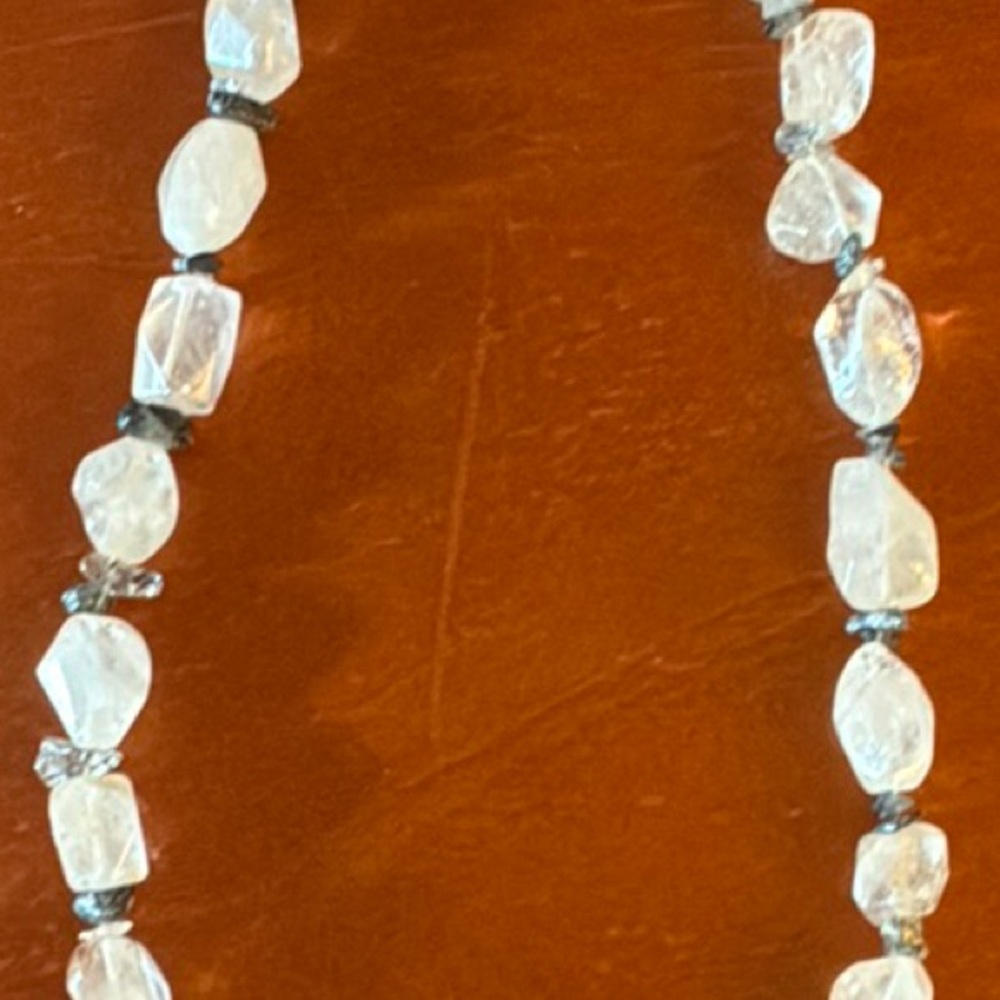 Elegant 24” Chunky Rock Crystal reticulated Quartz Necklace